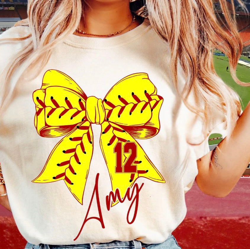 Custom-Softball Bow Name & #