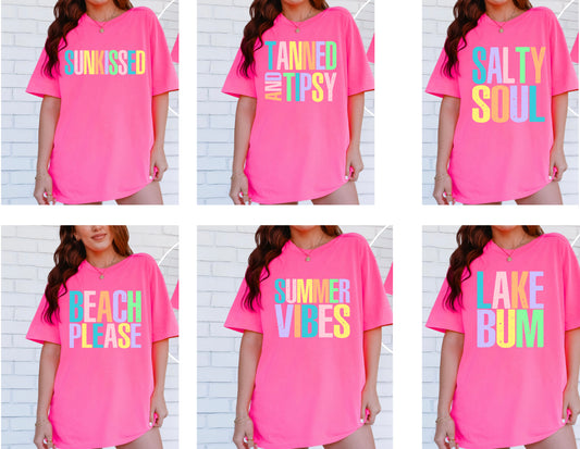 Comfort Color Neon Pink Summer