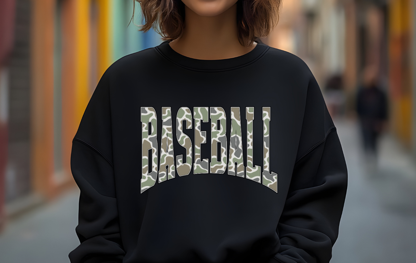 Baseball Camo Font Crewneck