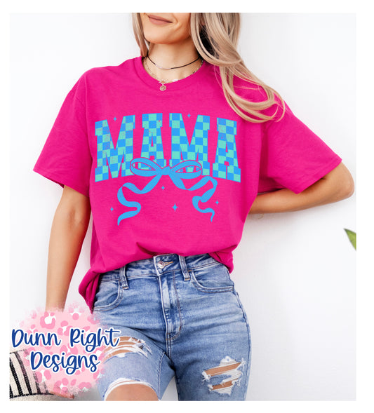 Mama Blue Checkered & Bow