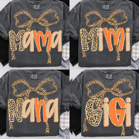 Cheetah Bow- MAMA-NANA-GIGI-MIMI Short Sleeve