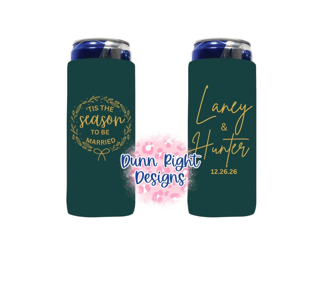 Custom-Wallace Wedding Slim Koozie