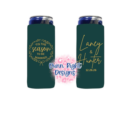 Custom-Wallace Wedding Slim Koozie