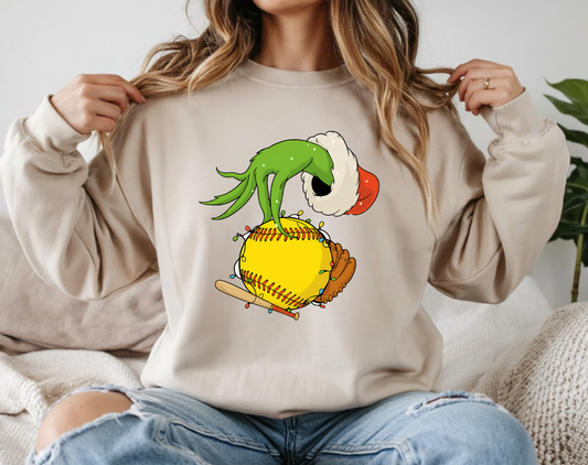 Grinch Hand Softball & Lights Long Sleeve